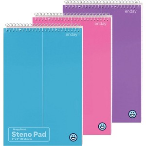 Steno Pads Spiral 6 x 9 inches, Gregg Rule White Paper, 80 Sheets Steno Notebook for writing in Pink, Purple, Green, Blue, Red, Grey, Color May Vary - 1 of 4