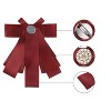 Allegra K Women's Pre-tied Pin Brooch Ribbon Beads Party Bowknot Bow Tie - 3 of 4