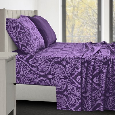 4 Piece Paisley Printed Sheet Set - Lux Decor Collection - Twin Extra ...