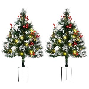 Aghana Digitals 2-Pack 22.5in Battery-Powered Pre-Lit Artificial Pine Christmas Trees with 24 Warm - 1 of 4