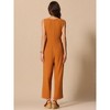 INSPIRE CHIC Women's V Neck Tie Front Casual Sleeveless Wide Leg Jumpsuit - 3 of 4