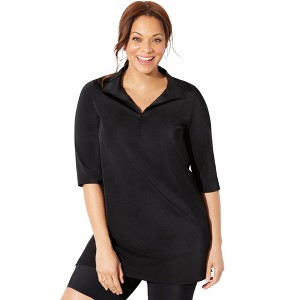 Swimsuits for All Women's Sun Resistant Quarter Zip Swim Top (Plus Sizes Available) - 1 of 4