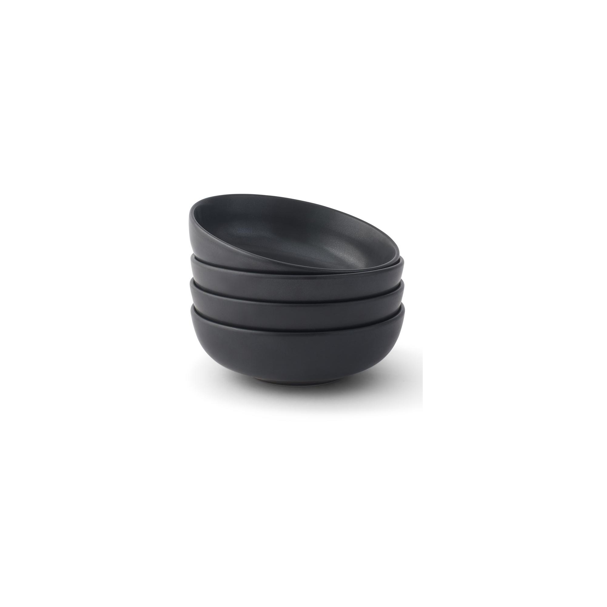 JoyJolt Mesa 4-Piece Stoneware Pasta Bowls Set – 30oz – Matte Black