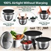 Itopfox Stainless Steel Mixing Bowls Set with Airtight Lids, Colander & Grater, Non-Slip Bottoms, Great for Mixing & Serving, Black - 2 of 4