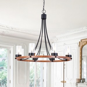 Maxax 32.8" 8-Light Black/Gold Iron Chandelier, - 1 of 4