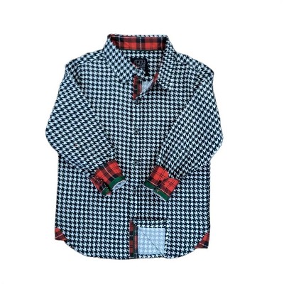 Men's Houndstooth Long Sleeve Shirt - TukTuk Designs