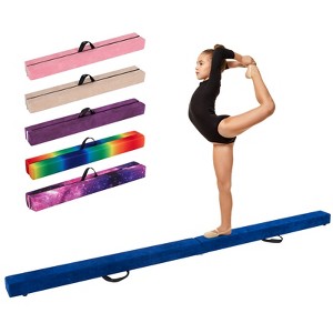 Costway 9 FT Folding Balance Beam w/ Solid Wood Base & Anti-slip Bottom for Kids Teens Blue - 1 of 4