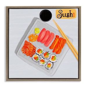 Stupell Industries Delicious Sushi Plate Black Framed Floater Canvas Wall Art - 1 of 4