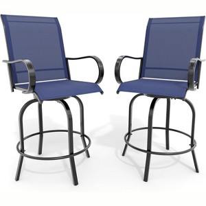 Outdoor Swivel Bar Stools Set of 2, High Back and Armrest Patio Chairs, All Weather Modern Bar Set for Outside, Beach, Lawn, Poolside and Garden - 1 of 4