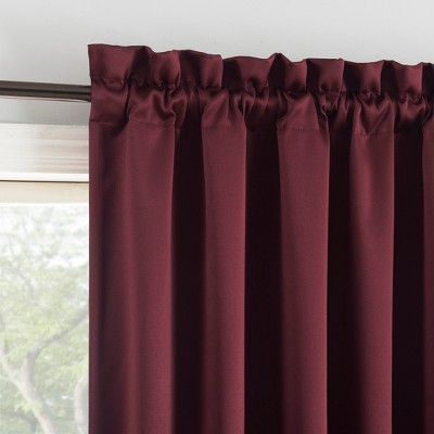 Wine Red 63" Blackout Rod Pocket Curtain Panel