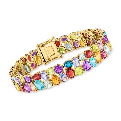 Ross-Simons 36.60 ct. t.w. Multi-Gemstone Bracelet in 18kt Gold Over Sterling Size 7