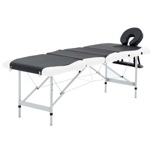vidaXL 4-Zone Foldable Massage Table Aluminum Black and White - 1 of 4