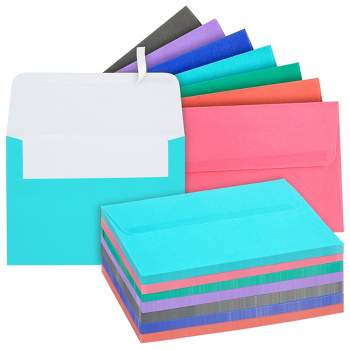 100 Pack A4 Envelopes - 4.25 x 6.25 Inches - Square Flap Photo Envelopes - Invitation Envelopes for Wedding Invitations - 100gsm, Assorted Colors