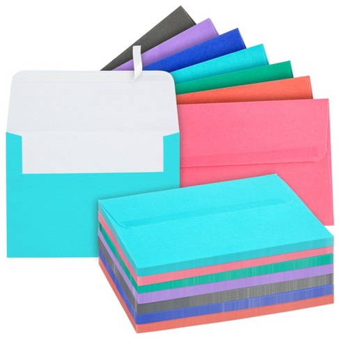 Best Paper Greetings 100 Pack Colored 5x7 Mailing Envelopes, A7 Size For  Invitations, Greeting Cards, Peel And Stick Seal, Square Flap, 7 Colors :  Target