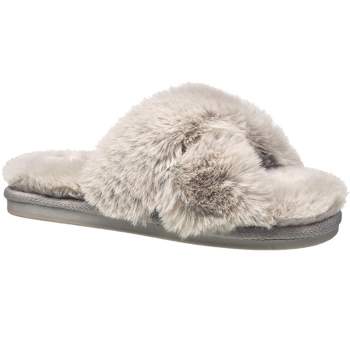 Aeropostale Women's Fuzzy Criss Cross House Slippers with Cushioned Comfort