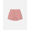 Deux par Deux Girl Printed French Terry Short Old Pink and Flowers - 3 of 4