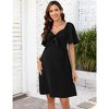 Whizmax Maternity Dresses for Baby Shower Women's Knotted V Neck Knee Length Wrap Baby Shower Dress - 2 of 4
