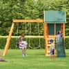 Ruvalino Playground Swings 3 in 1 Wooden Swing Set with Slide and Climber for Backyard Fun, Green, 131.1"*94.5"*96.4" - 4 of 4