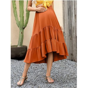 Maternity Dress High Waist Maternity Patchwork Long Skirt - 1 of 4