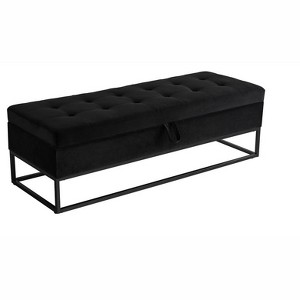 XINGHANZHENXUAN Velvet Storage Bench with Metal Bas, Multifunctional Ottoman for Living Room & Entryway - 1 of 4