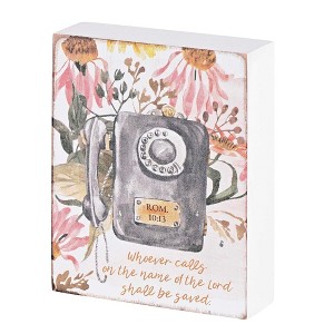 Dicksons Whoever Calls Shall Be Saved, Roman 10:13, Multicolor 4 x 3 Inch MDF Wood Tabletop Block Sign Plaque - 1 of 1