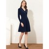 Allegra K Women's Notch Collar Wrap V Neck Long Sleeve A Line Fit Flare Dress - 3 of 4