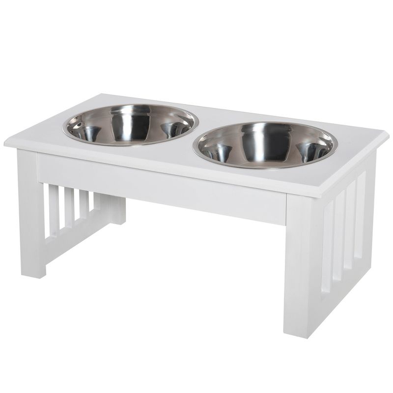 PawHut Durable Wooden Dog Feeding Station with 2 Included Dog Food Bowls and a Non-Slip Base, 4 of 9