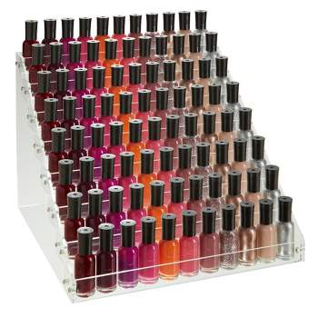 Okuna Outpost 8 Tier Clear Acrylic Nail Polish Display Rack, 96 Bottle Holder Organizer for Salons, 12.75 x 12.5 x 9.25 in