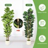 5 FT Faux Fiddle Leaf Fig Tree with White Tall Planter, Faux Trees with Artificial Plants 56 Fiddle Leaves Greenery - 3 of 4