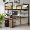 Coucheta Loft Bed Twin Size with l-Shaped Desk, Metal Bunk Bed with 2 Open Shelves & Decorative Mesh, Twin Loft Bed with 13.4" h Safety Guard & Ladde - 4 of 4