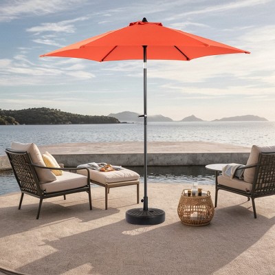 9FT Outdoor Patio Double Sided Umbrella With 6 Steel Ribs,Table Umbrella With Push Button Tilt And Crank,Base Not Included-Coolbibila