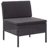 vidaXL 3 Piece Patio Lounge Set with Cushions Poly Rattan Black - 4 of 4