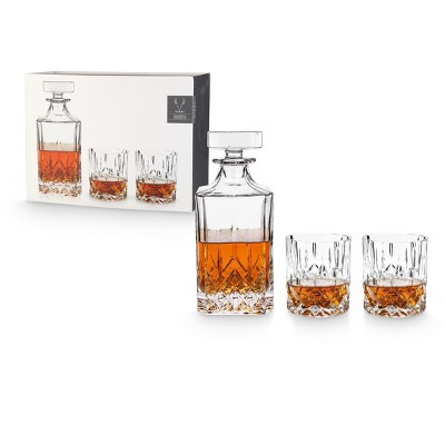 Viski Liquor Glass - 30 oz and 9 oz Premium Crystal Clear Glass, Scotch Glass Gift Set - Decanter and Tumbler Set