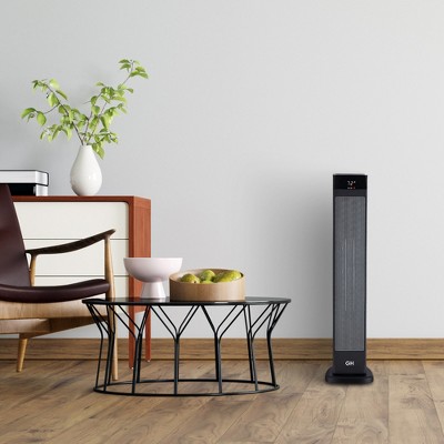 30-Inch Black Ceramic Electric Tower Heater with Thermostat