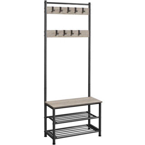 Hall Tree w/Flip Shoe Storage Rack 3-in-1 Entryway Bench w/Coat Rack &  Shelves