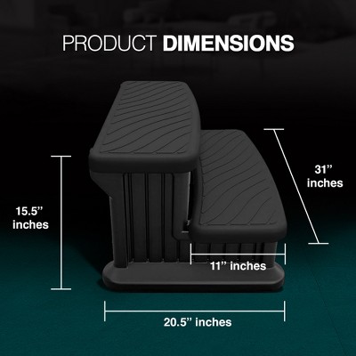 Black Universal Spa & Hot Tub Outdoor Steps with No Slip Grip