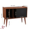 Walnut Record Player Stand with Charging Station and USB Ports, Large Storage Space Holds Up to 300 Albums - 2 of 4