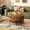 GDFStudio Lewis Rustic 31.5" Round Lift-Top Coffee Table with Hidden Storage - 2 of 4