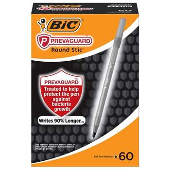 BIC PrevaGuard Round Stic Ballpoint Pen Medium Point Black Ink 60/Pack (GSAM60-BLK)
