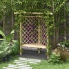 Outsunny 55" Trellis Garden Bench, Wooden Park Bench for Climbing Plants with Slatted Seat, Great for Lawn, Backyard, Deck, Natural - 3 of 4
