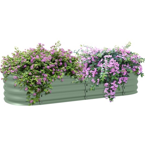 Outsunny Galvanized Raised Garden Bed Kit, Metal Planter Box With ...