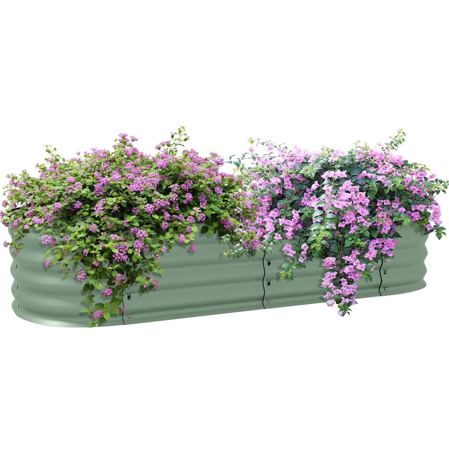 Syemin Galvanised Steel Raised Garden Bed Kit, Planter Boxes with Rubber Edging, Open Bottom for Backyard, Garden, Patio, Green, 23.5"*14.25"*6.75"