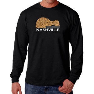 LA Pop Art Nashville Guitar - Men's Word Art Long Sleeve T-Shirt - 1 of 4