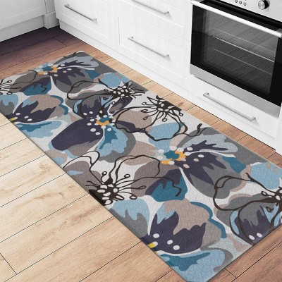 Blue and Gray Floral Anti-Fatigue Standing Mat 18" x 47"