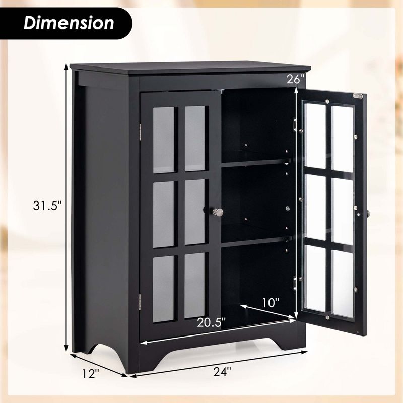 Costway Bathroom Floor Cabinet Display Storage Cabinet with Adjustable Shelves Black/White, 3 of 11