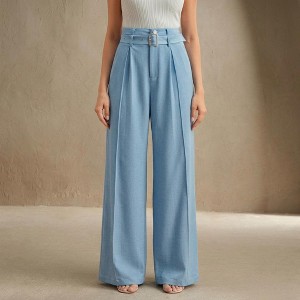 high waisted belted dress pants knee length dresses for ladies Vita High Waisted Wide Leg Pants for Women   Belted Wide Leg Trousers That Are Dressy and Quiet Luxury Black / XL