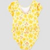 Carter's Just One You® Baby Girls' Short Sleeve Floral Printed One Piece Swimsuit - Yellow - 3 of 3