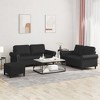 vidaXL Sofa Set Accent Couch Sofa Settee for Living Room Black Faux Leather - Black With footstool - 2 of 4