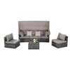 5-Piece Outdoor Patio Wicker Daybed Set with Retractable Canopy, Storable Table - 2 of 4