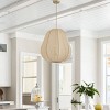 Gold Fabric Teardrop Pendant Light, Modern 3-Light Candelabra Chandelier Fixture, Elegant Lantern Design for Entryway, Bedroom, or Living Room - 3 of 4
